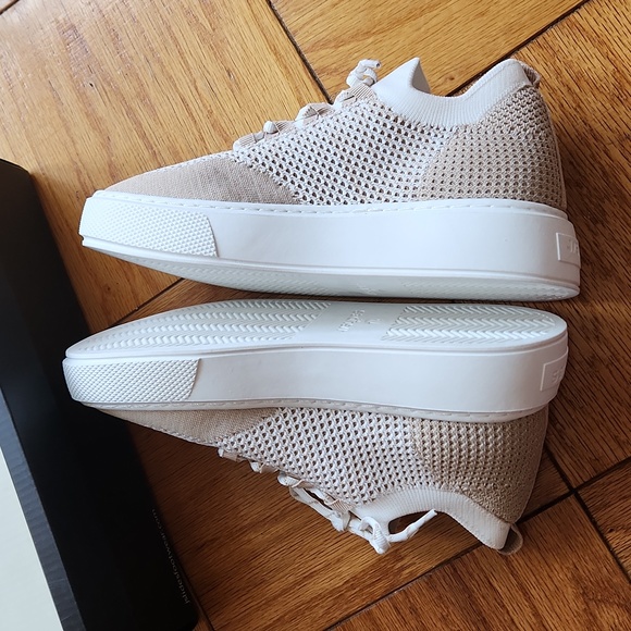 J Slides NYC white/nude Duchess lace-up knitted sneakers - Picture 4 of 14